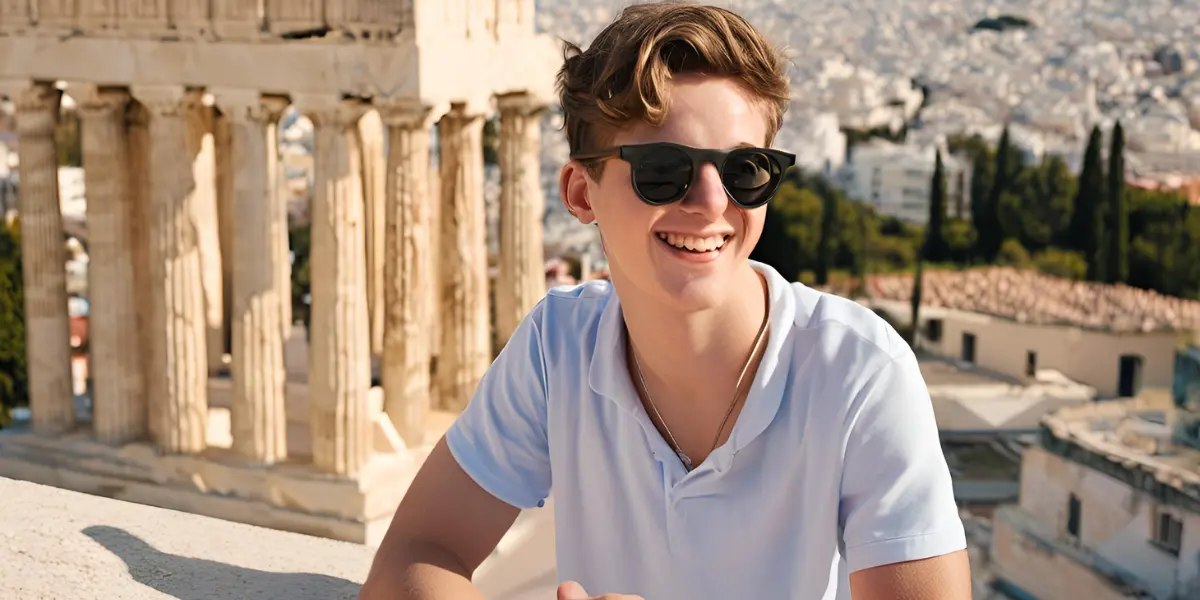 Image of a student on holiday in Athens