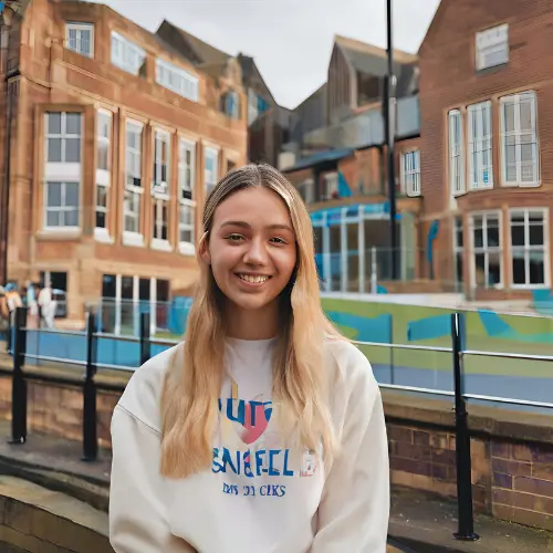 A student enjoying a fun day out in Sheffield