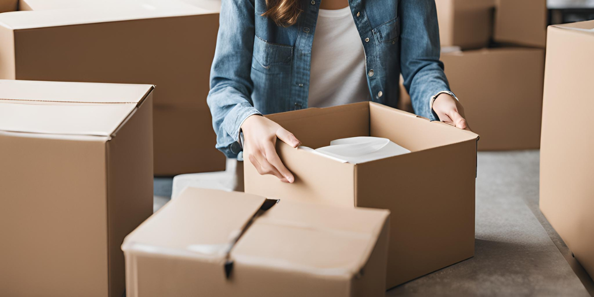 Picture of a student packing up some boxes
