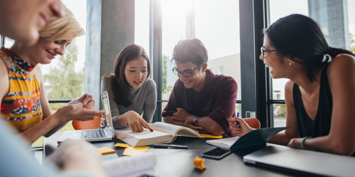 Picture of international students hanging out with their friends