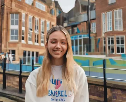 A student enjoying a fun day out in Sheffield