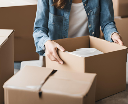 Picture of a student packing up some boxes